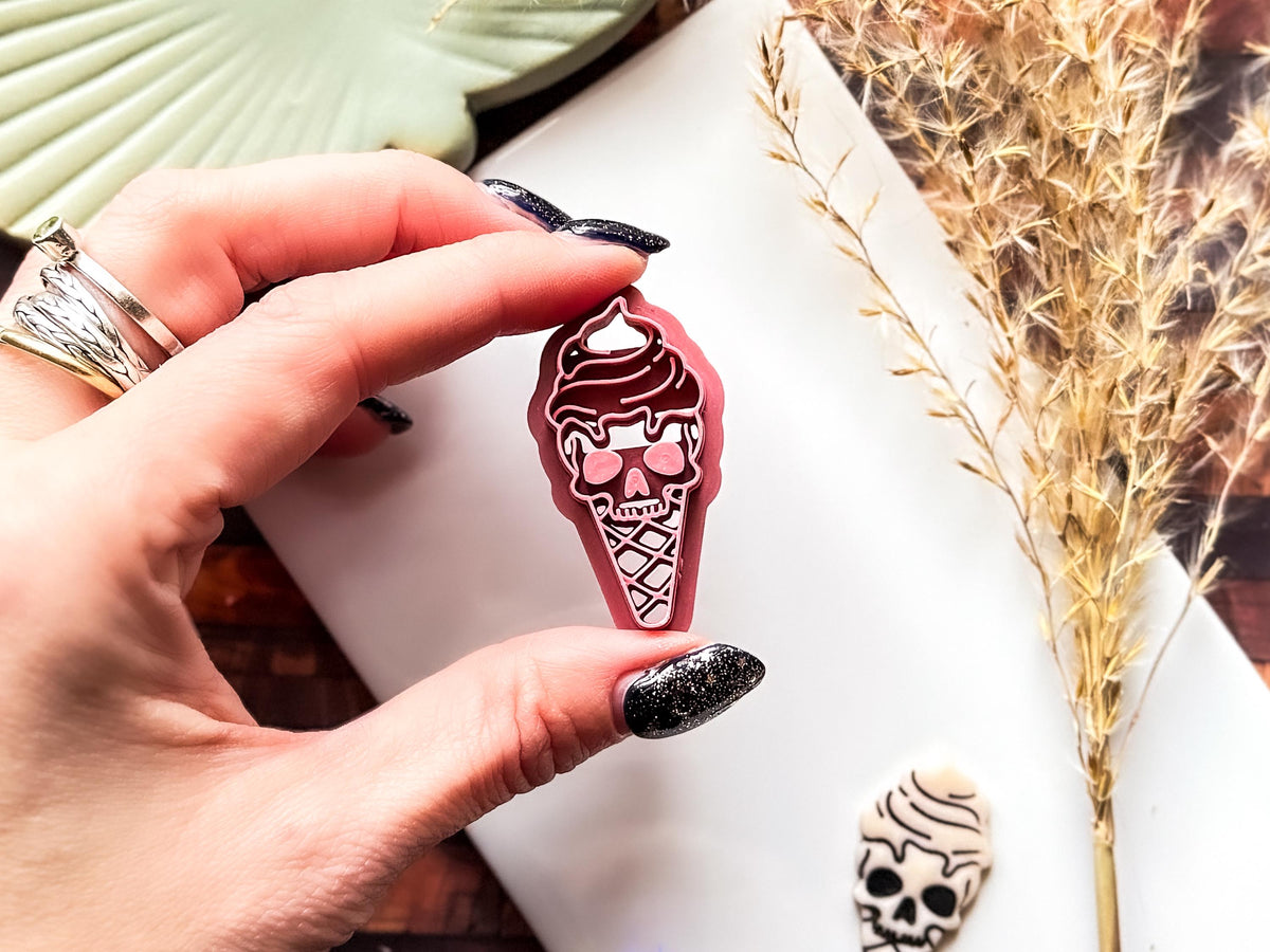 Skull Ice Cream Clay Cutter, Gothic Summer Craft Tool, Polymer Clay, Fondant, UK Made-Gothic Clay Cutters