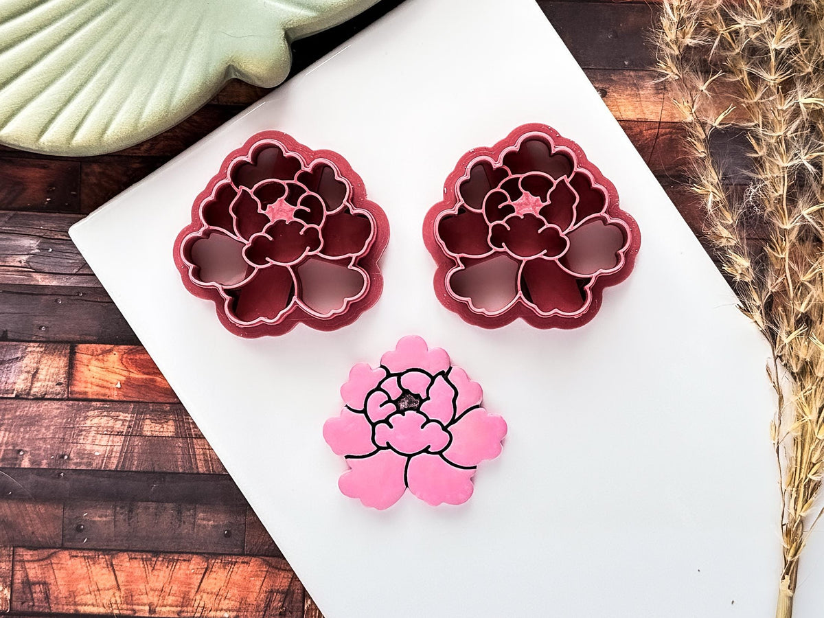 Peony Flower Cutter 2, Detailed Floral Design For Polymer Clay & Fondant, 5 Sizes, UK Made-Floral Clay Cutters