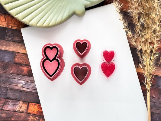 Double Heart Bezel Cutter Set, 3 Piece Set For Polymer Clay,-Valentines Clay Cutters