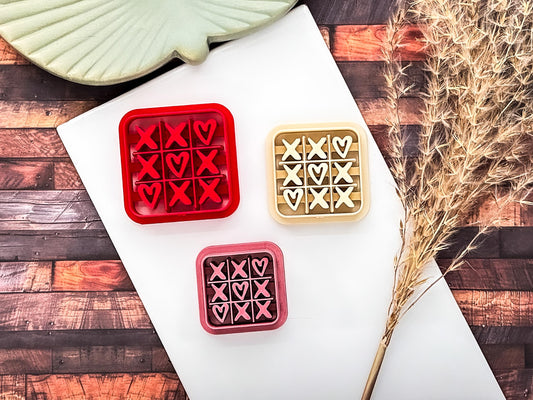 Valentines Clay Cutter, Hearts & Crosses Board, Tool For Polymer Clay And Fondant, 5 Sizes-Valentines Clay Cutters