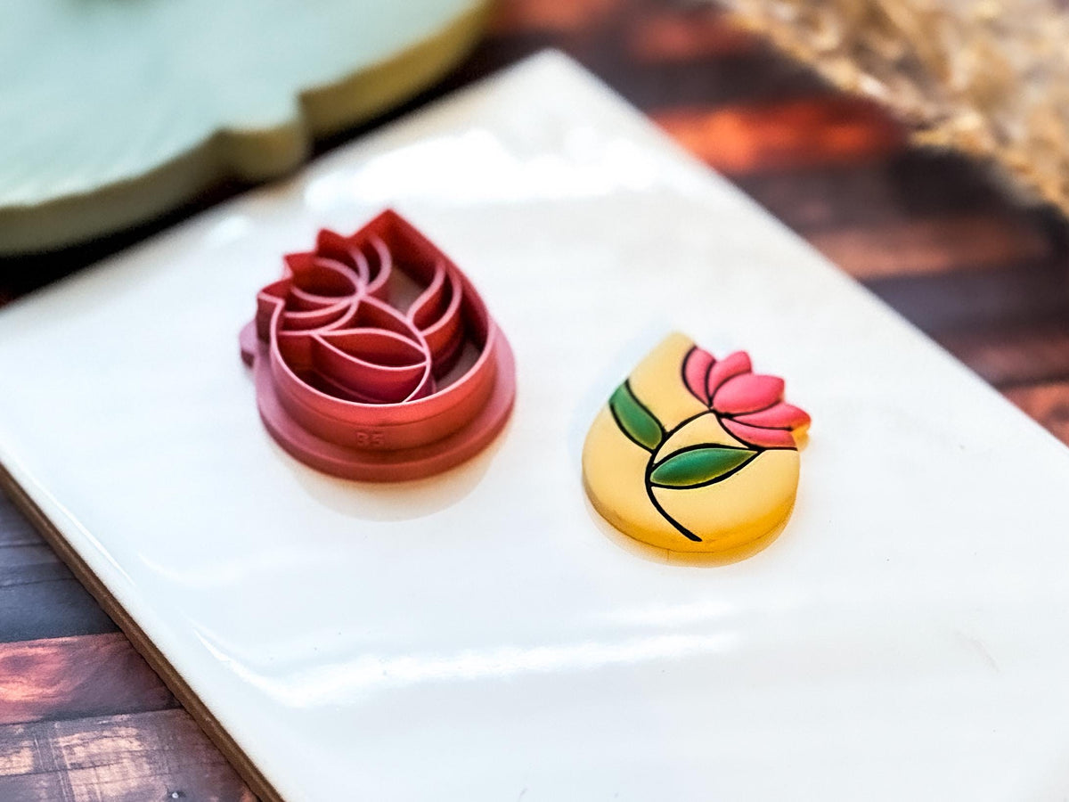 Flower Stained Glass Clay Cutter, Drop Shape For Polymer Clay, 2.5 - 4.5 cm, UK Made-Floral Clay Cutters