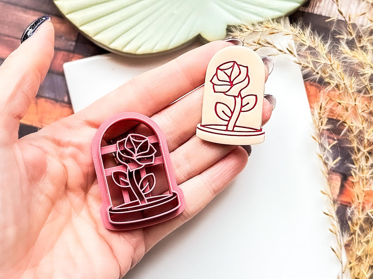 Rose Glass Dome Cutter, Romantic Floral Cutter For Polymer Clay And Fondant, 5 Sizes, Single & Mirrored Pairs-Floral Clay Cutters