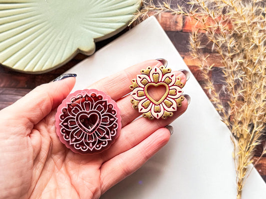 Decorative Heart Clay Cutter D, For Polymer Clay | Metal Clay | Fondant | 2.5 - 4.5 cm Sizes-Valentines Clay Cutters