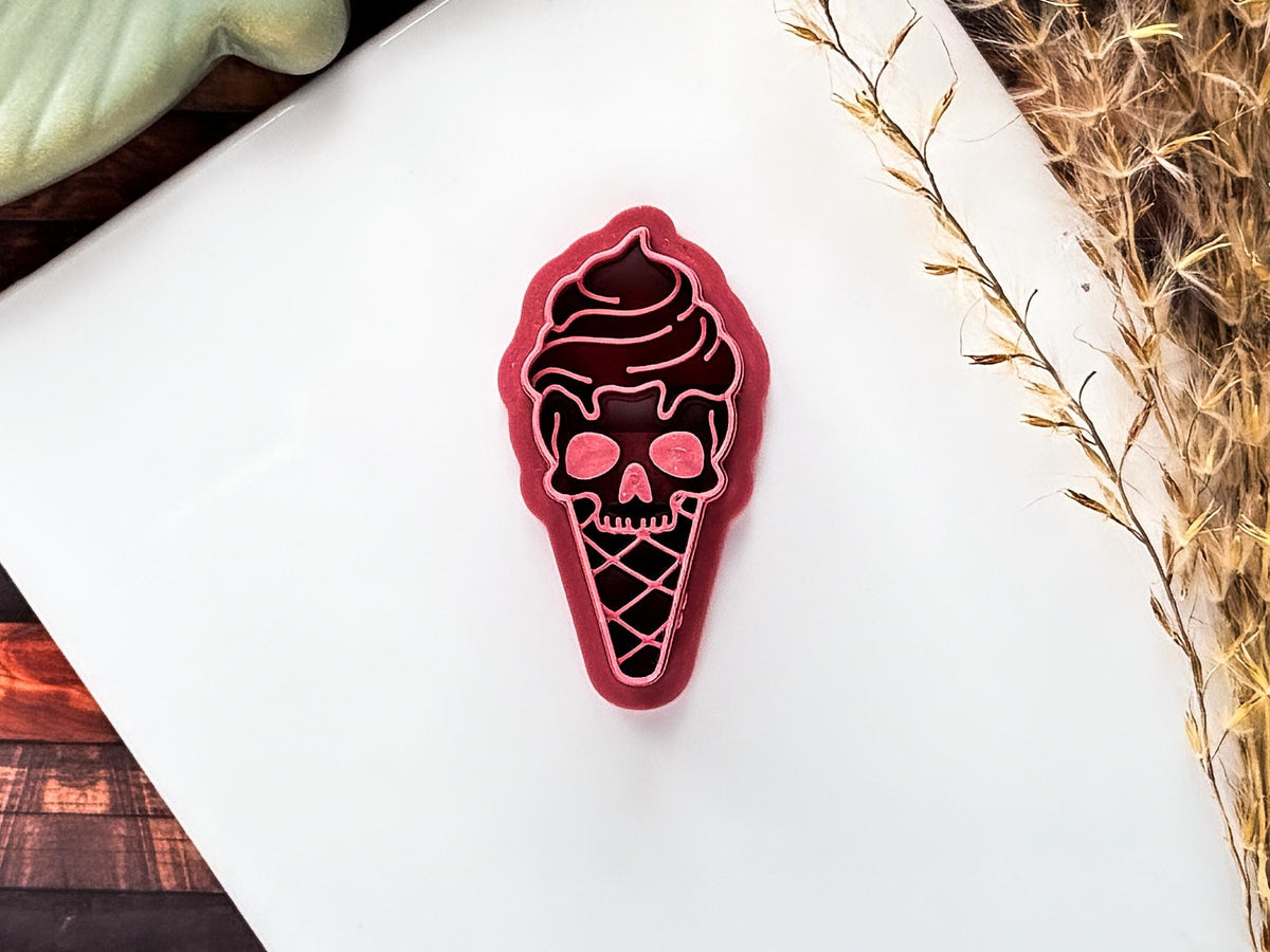 Skull Ice Cream Clay Cutter, Gothic Summer Craft Tool, Polymer Clay, Fondant, UK Made-Gothic Clay Cutters