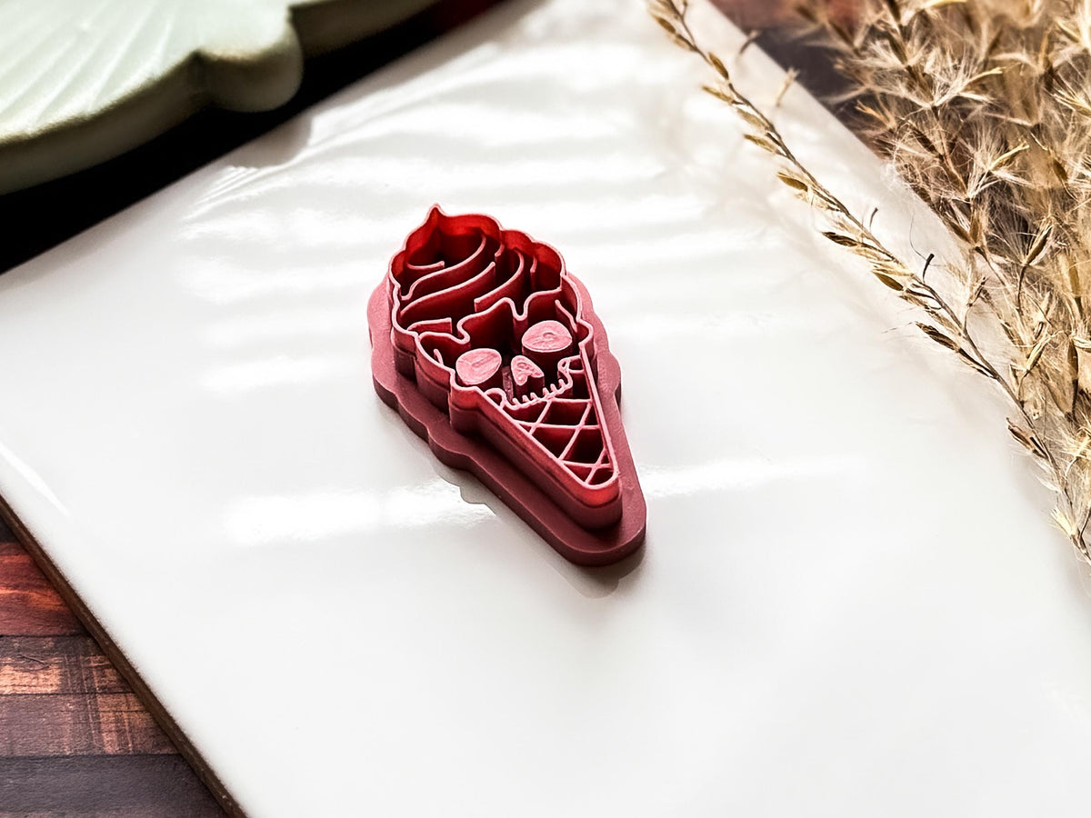 Skull Ice Cream Clay Cutter, Gothic Summer Craft Tool, Polymer Clay, Fondant, UK Made-Gothic Clay Cutters