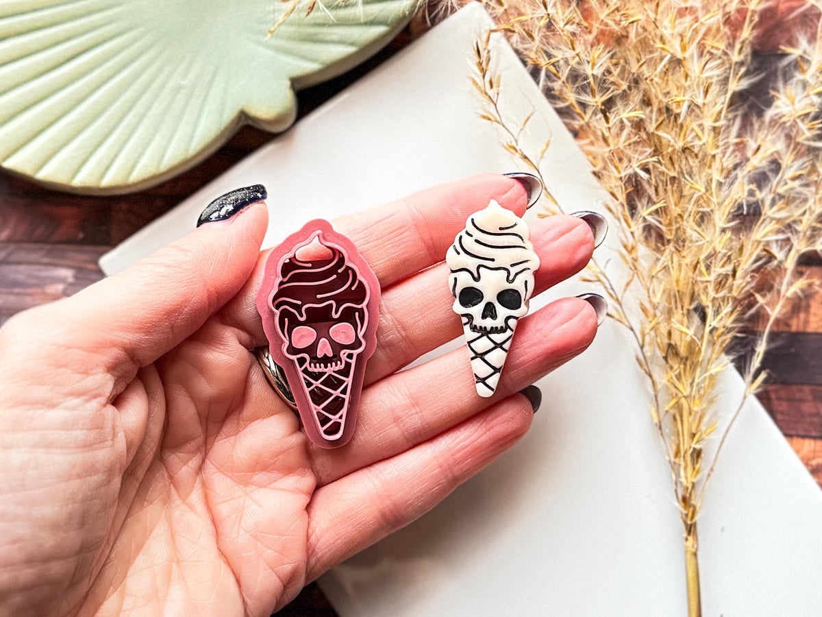 Skull Ice Cream Clay Cutter, Gothic Summer Craft Tool, Polymer Clay, Fondant, UK Made-Gothic Clay Cutters