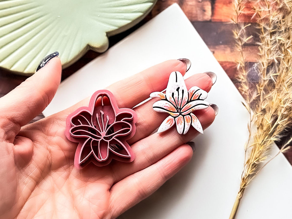 Lily Flower Cutter, Detailed Floral Design For Polymer Clay & Fondant, 5 Sizes, UK Made-Floral Clay Cutters