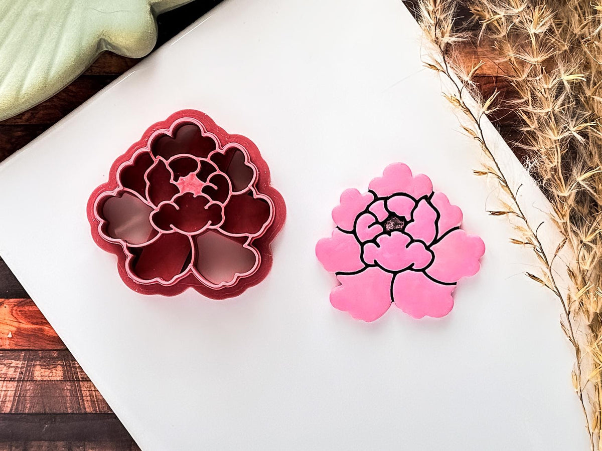 Peony Flower Cutter 2, Detailed Floral Design For Polymer Clay & Fondant, 5 Sizes, UK Made-Floral Clay Cutters