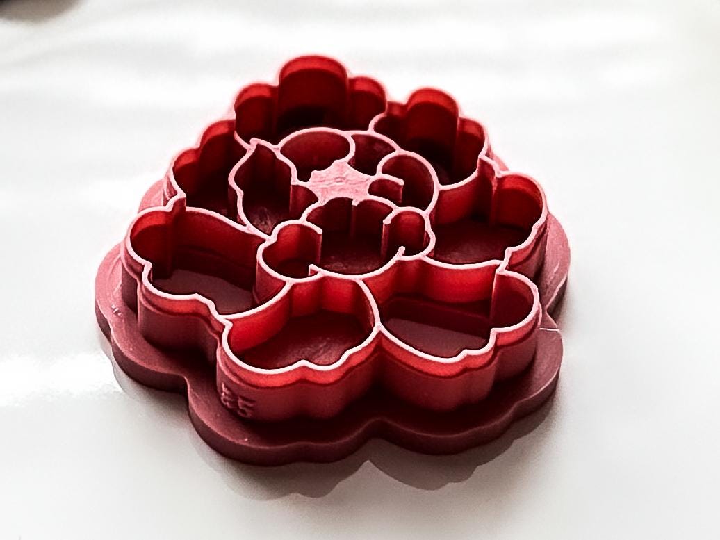 Peony Flower Cutter 2, Detailed Floral Design For Polymer Clay & Fondant, 5 Sizes, UK Made-Floral Clay Cutters