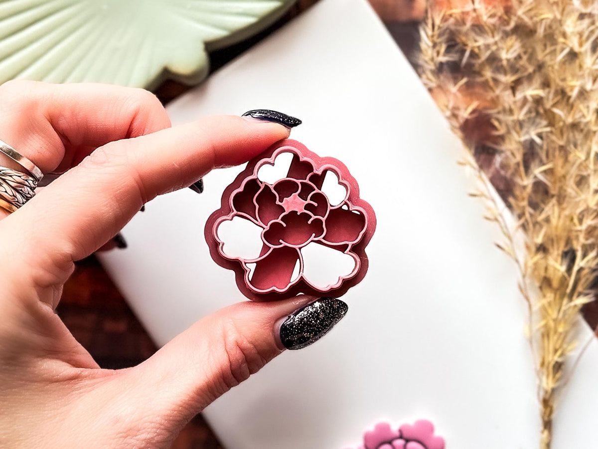 Peony Flower Cutter 2, Detailed Floral Design For Polymer Clay & Fondant, 5 Sizes, UK Made-Floral Clay Cutters