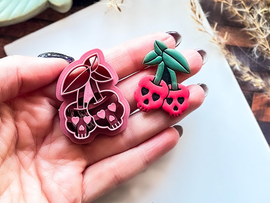 Skull Cherry Cutter, Spooky Valentines Themed Tools For Polymer Clay & Fondant, UK Made-Valentines Clay Cutters