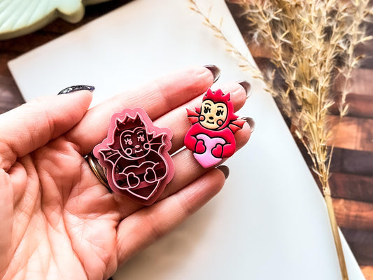 Devil Heart Cutter, Valentines Design For Polymer Clay, Metal Clay, Fondant, 2.5 - 4.5 cm Sizes-Valentines Clay Cutters