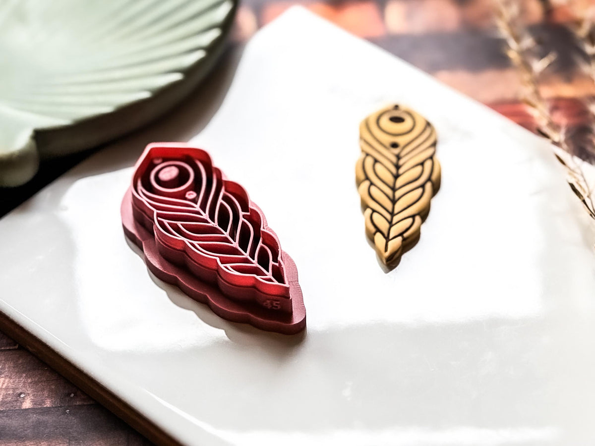 Peacock Feather Clay Cutter, Detailed Bohemian Style For Polymer Clay And Fondant, 5 Sizes, UK Made-Boho Clay Cutters