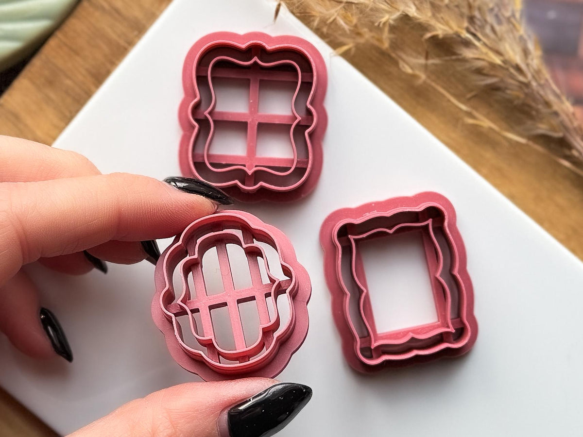 Romantic Frame Clay Cutter Set, 3 Frame Designs + 1 Mini Heart | Valentine's Cutters | 6 Sizes-Valentines Clay Cutters
