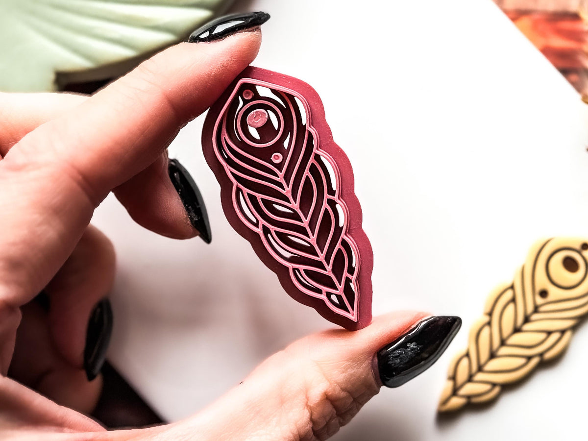 Peacock Feather Clay Cutter, Detailed Bohemian Style For Polymer Clay And Fondant, 5 Sizes, UK Made-Boho Clay Cutters
