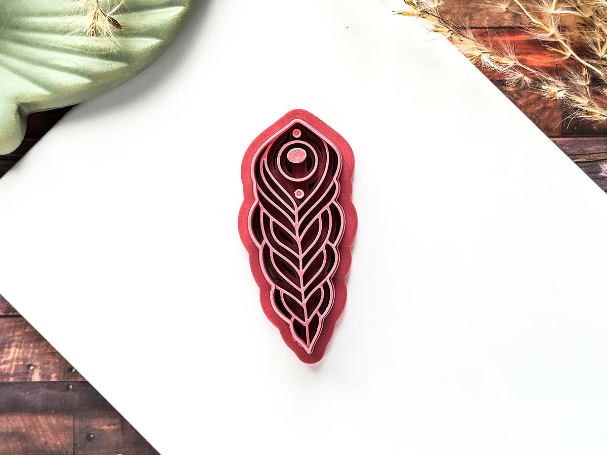 Peacock Feather Clay Cutter, Detailed Bohemian Style For Polymer Clay And Fondant, 5 Sizes, UK Made-Boho Clay Cutters