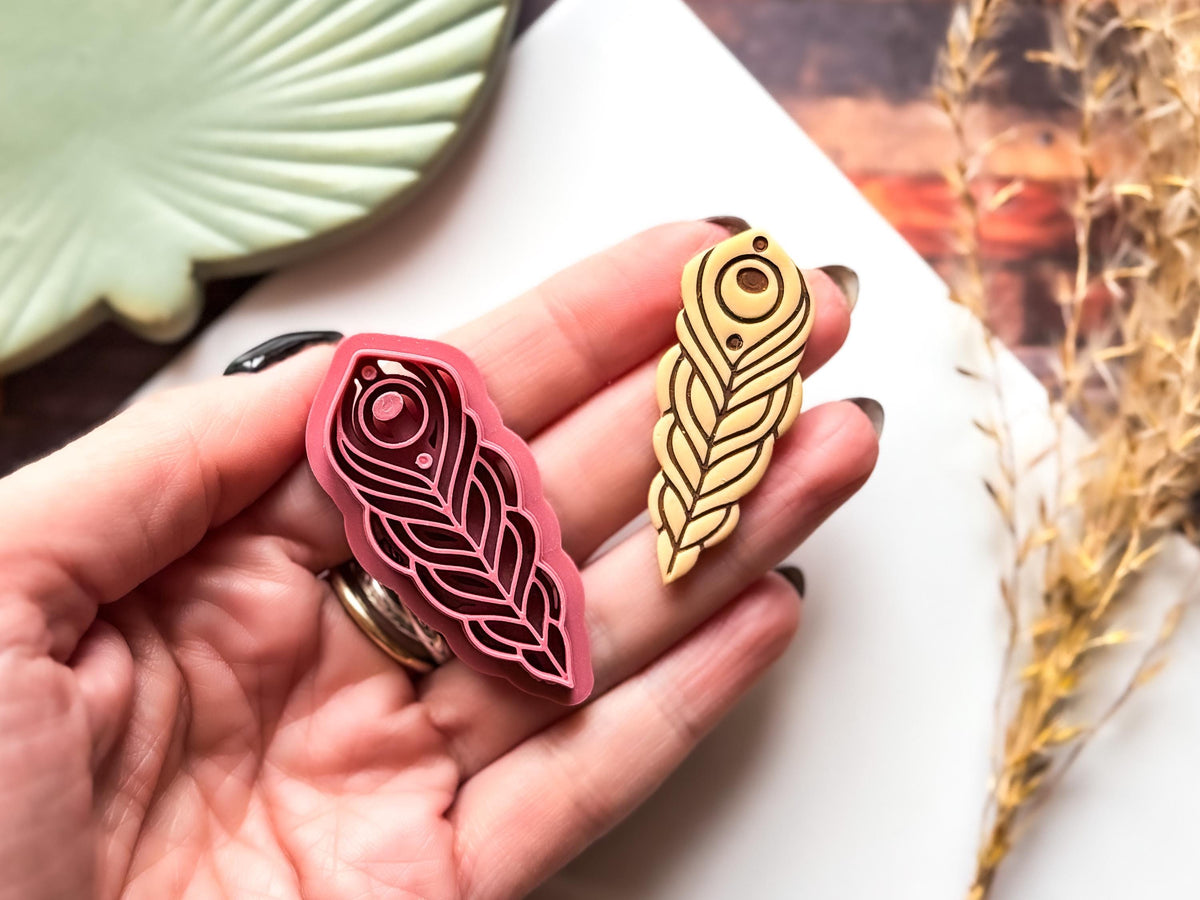 Peacock Feather Clay Cutter, Detailed Bohemian Style For Polymer Clay And Fondant, 5 Sizes, UK Made-Boho Clay Cutters