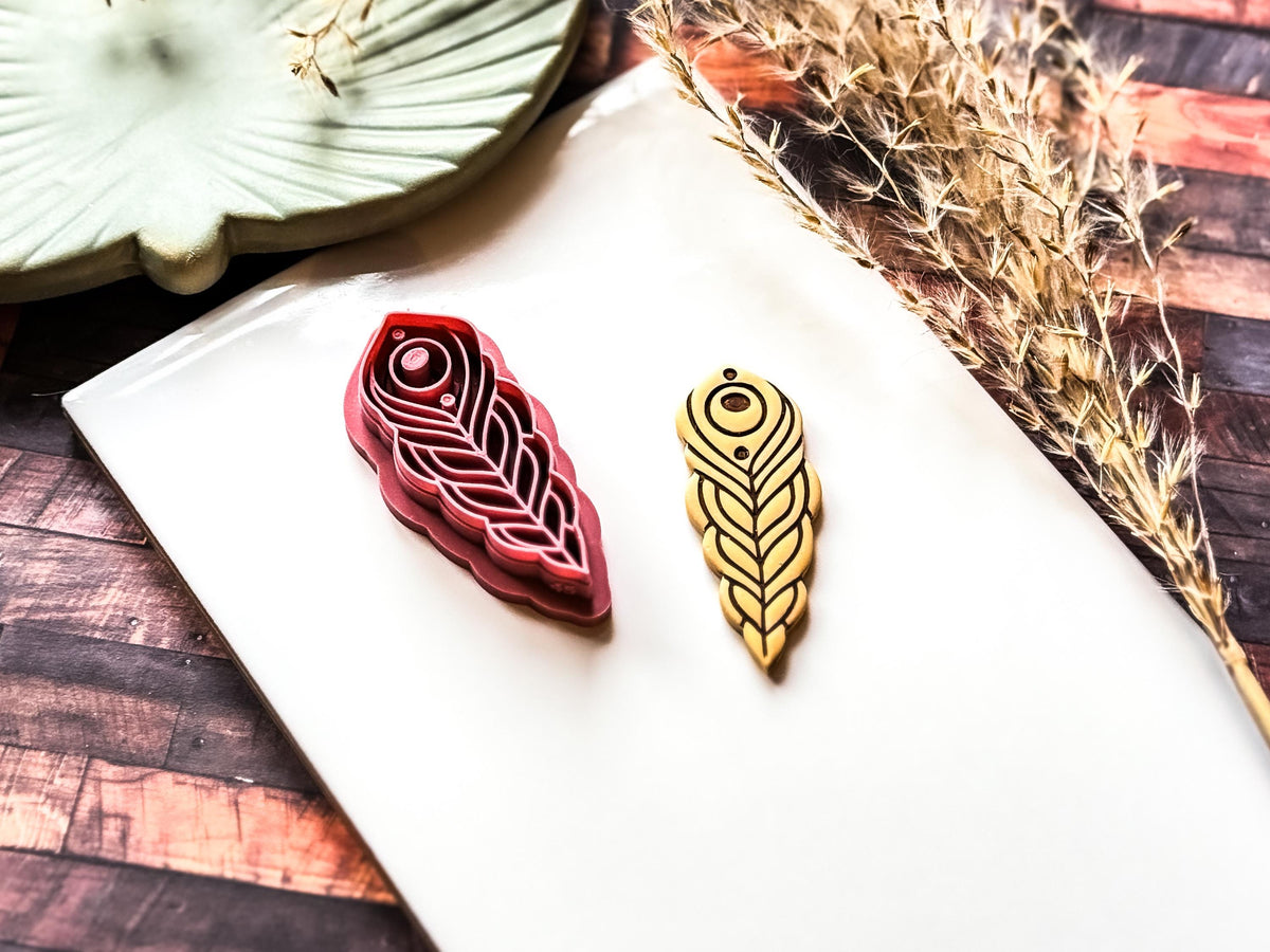 Peacock Feather Clay Cutter, Detailed Bohemian Style For Polymer Clay And Fondant, 5 Sizes, UK Made-Boho Clay Cutters