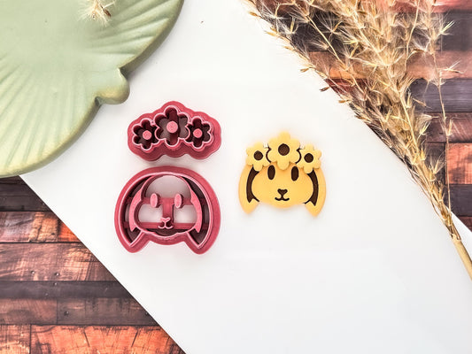 Bunny Clay Cutter With Flower Crown, 2 Piece Rabbit Polymer Clay Cutter Set, Spring Cutter For Clay, UK Made-Easter Clay Cutters