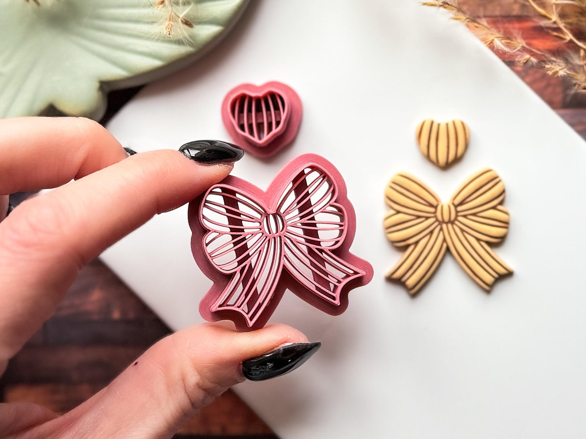 Ribbon Bow Clay Cutter, Stripes Design, Various Sizes, UK Made-Summer Clay Cutters