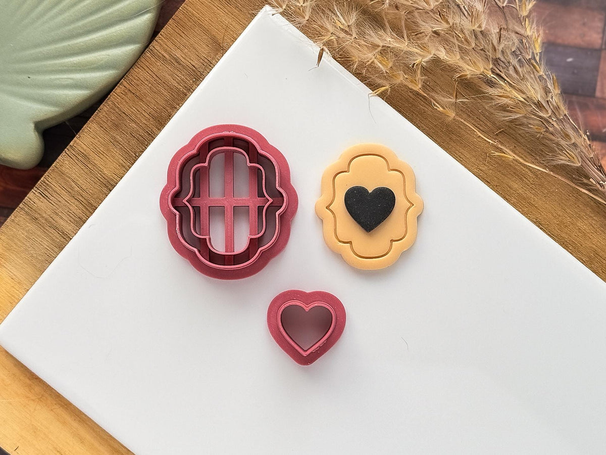 Romantic Frame Clay Cutter Set, 3 Frame Designs + 1 Mini Heart | Valentine's Cutters | 6 Sizes-Valentines Clay Cutters
