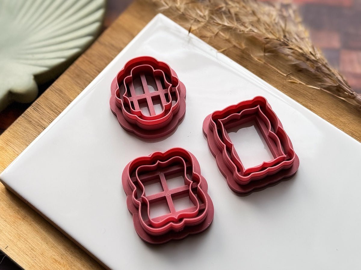 Romantic Frame Clay Cutter Set, 3 Frame Designs + 1 Mini Heart | Valentine's Cutters | 6 Sizes-Valentines Clay Cutters