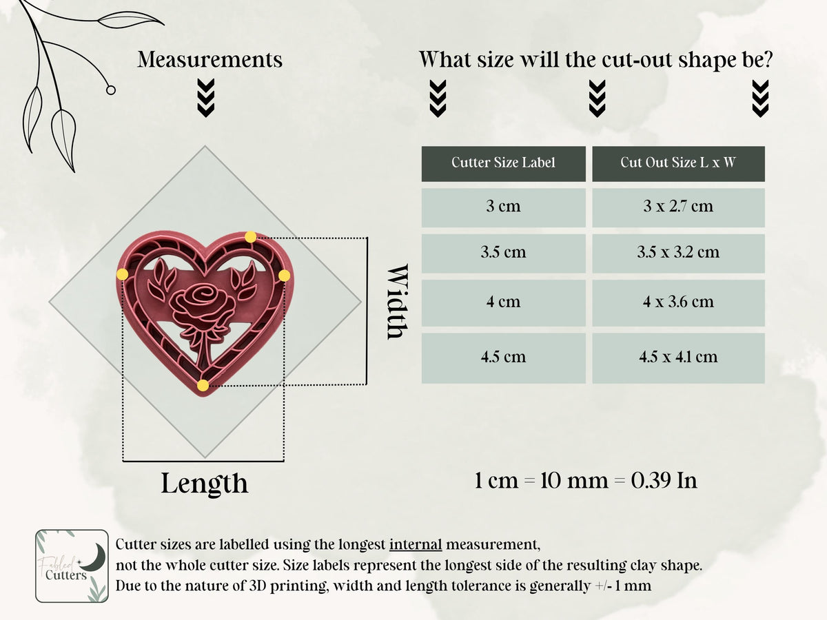 Decorative Heart Cutter With A Rose Centre, For Cutting Polymer Clay & Fondant-Floral Clay Cutters