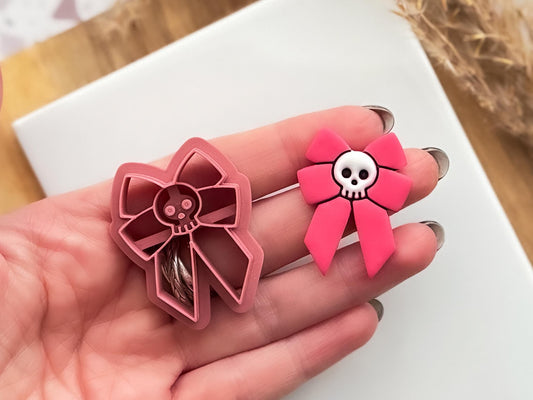 Gothic Bow Clay Cutter 1, Skull Ribbon Polymer Clay And Fondant Tool-Gothic Clay Cutters