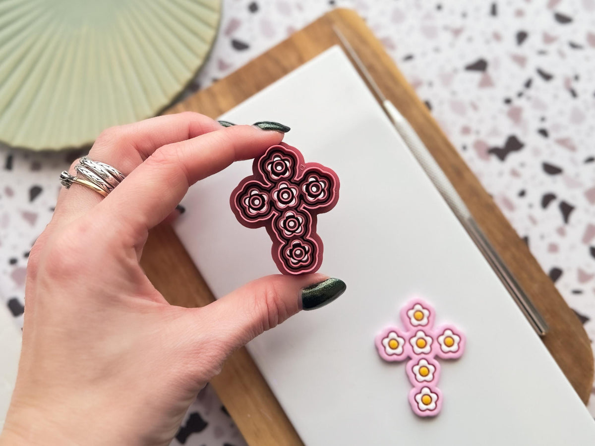 Daisy Flower Cross Clay Cutter For Polymer Clay Earring Making and Fondant Crafts-Floral Clay Cutters