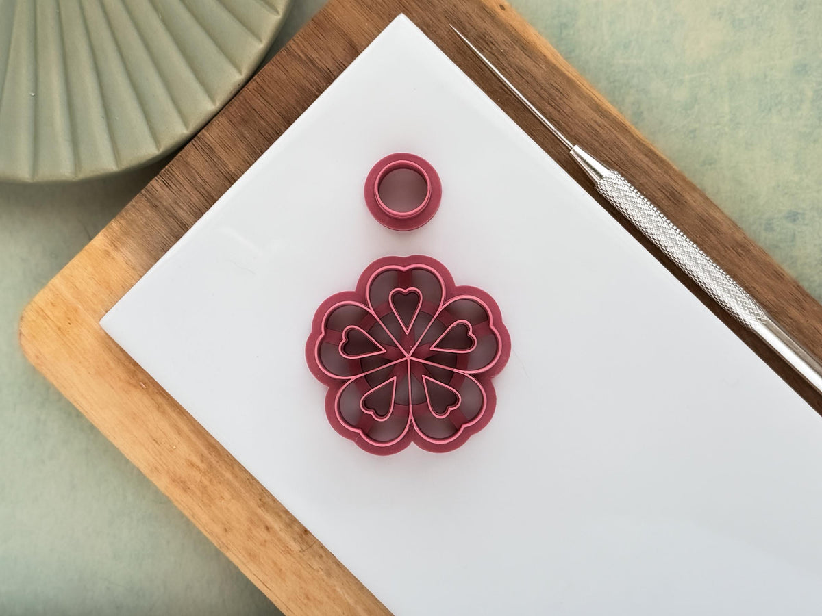 UK-made cherry blossom 2 outline cutter for polymer clay jewellery making and cake decorating