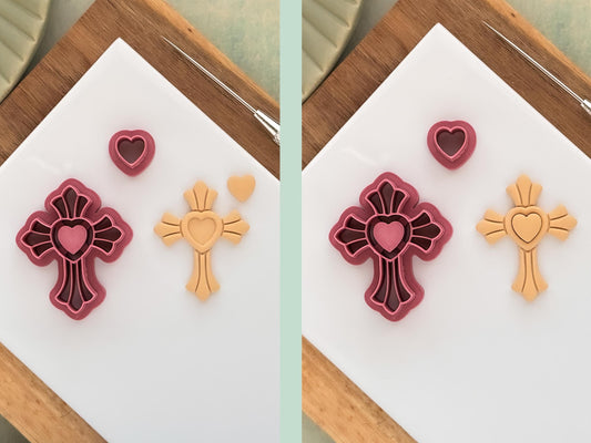Cross Clay Cutter With Bezel Heart, For Polymer Clay & Fondant, Available in 5 Sizes-Misc