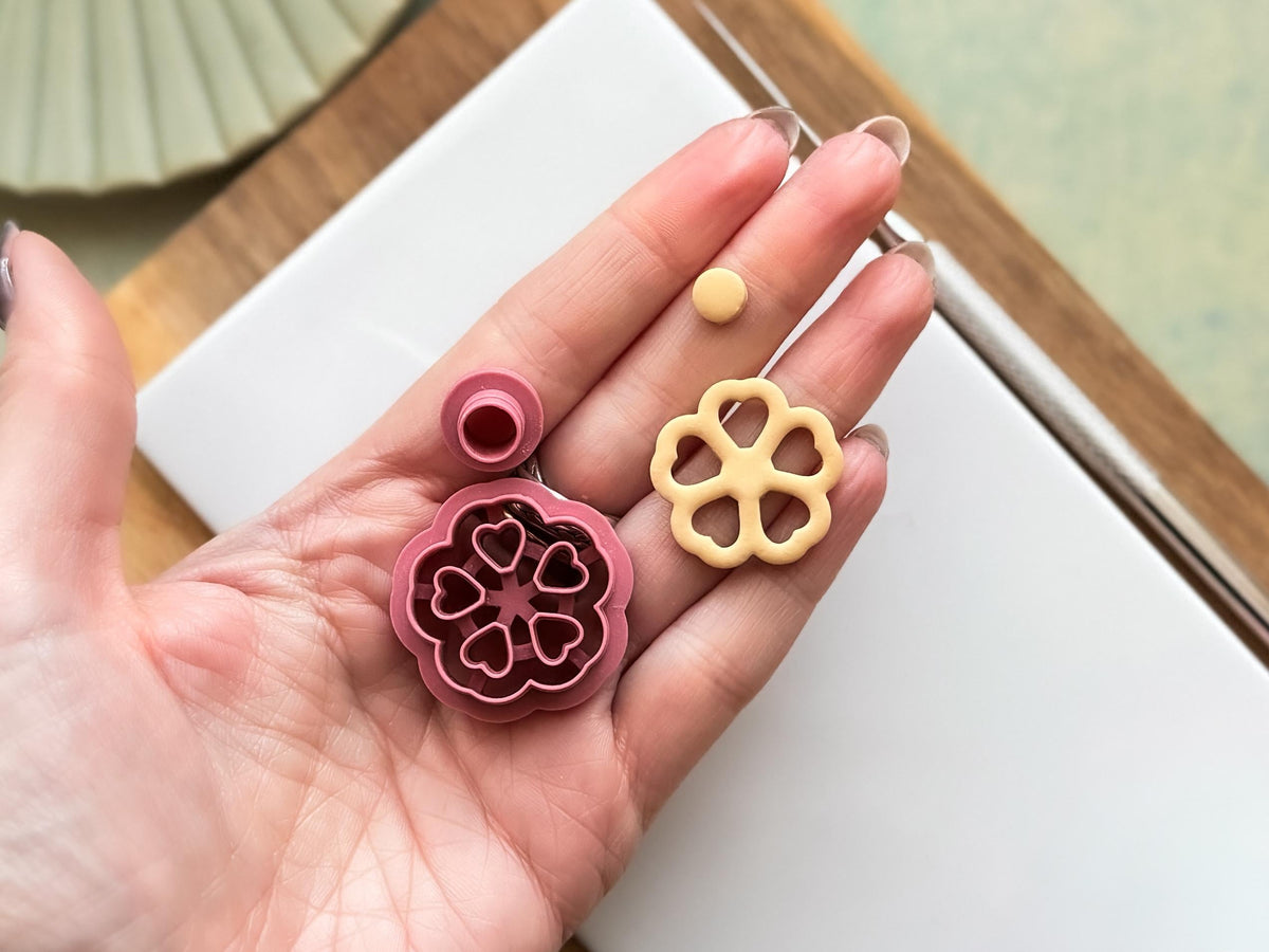 Cherry Blossom Flower Cutter, Cut-Out Outline Style Tool For Polymer Clay Earring Making-Flower Clay Cutters