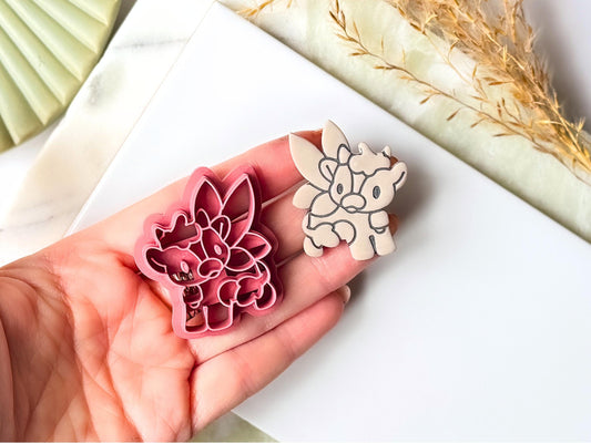 Fairy Cow Clay Cutter, Polymer & Fondant Cutting Tool, Whimsical Animal Earring Maker, Cottagecore Fantasy Jewellery-Animal & Nature Cutters