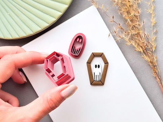 Coffin & Ghost Polymer Clay Cutter Set, Halloween and Gothic Earring Making-Halloween Cutters