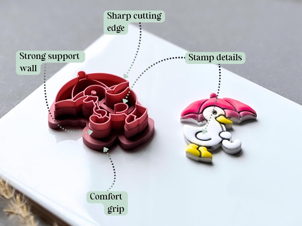 Polymer Clay Cutter: Duck With Umbrella, Autumn Animal Clay Tool-Autumn Clay Cutters