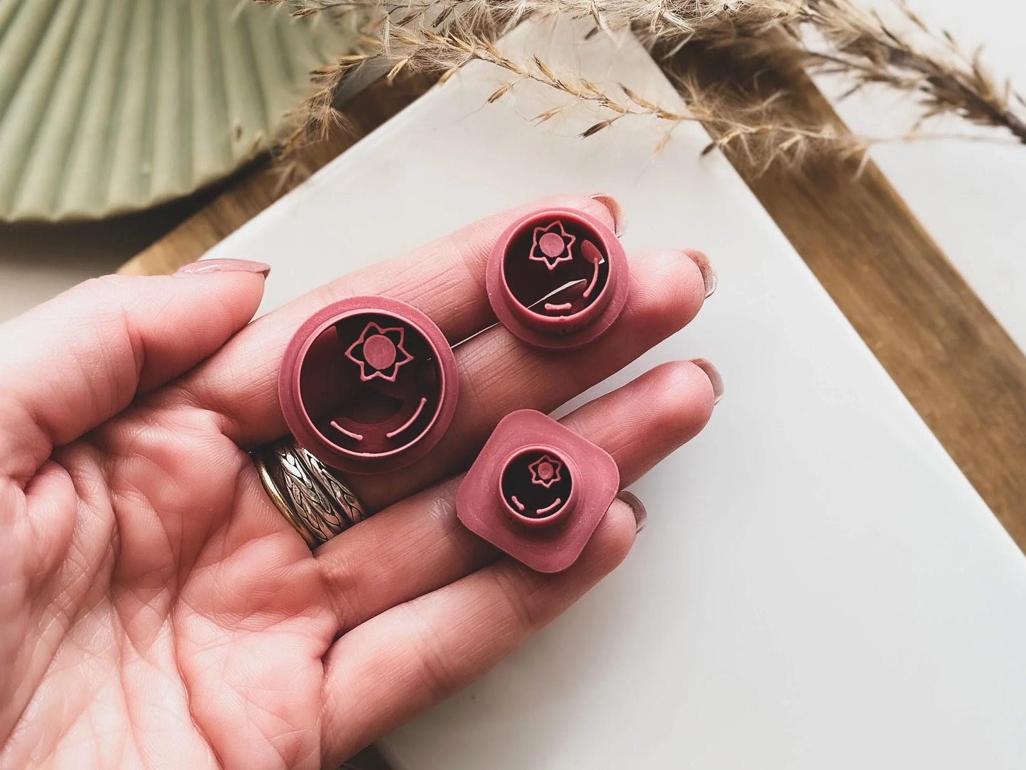 set of 3 blueberry shaped details clay cutter and stamps