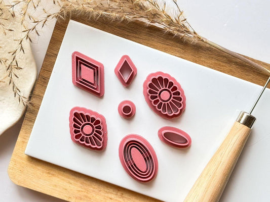 Art Deco clay cutter set of 7, inlay style - Fabled Cutters  - 