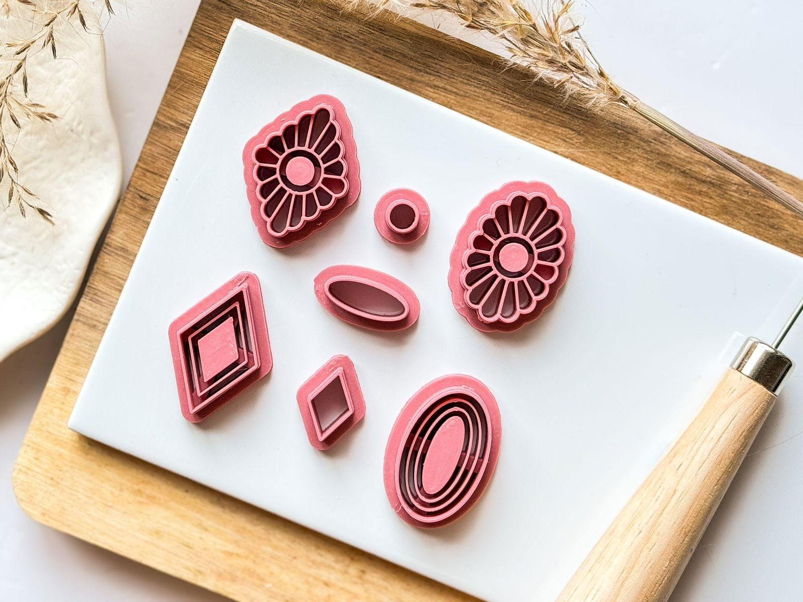Art Deco clay cutter set of 7, inlay style - Fabled Cutters  - 