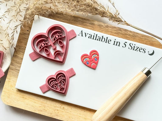 Crying Heart Polymer Clay Cutter - Imprint - Fabled Cutters