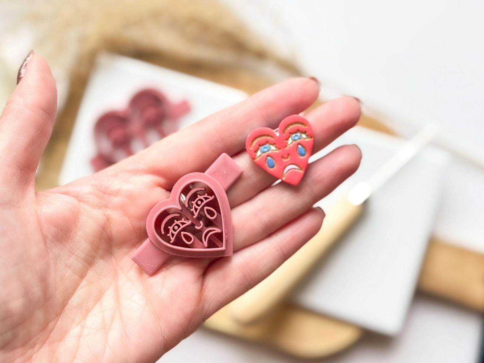 Crying Heart Polymer Clay Cutter - Imprint - Fabled Cutters