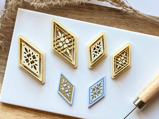 Diamond Floral Clay Cutters x 2 - Fabled Cutters