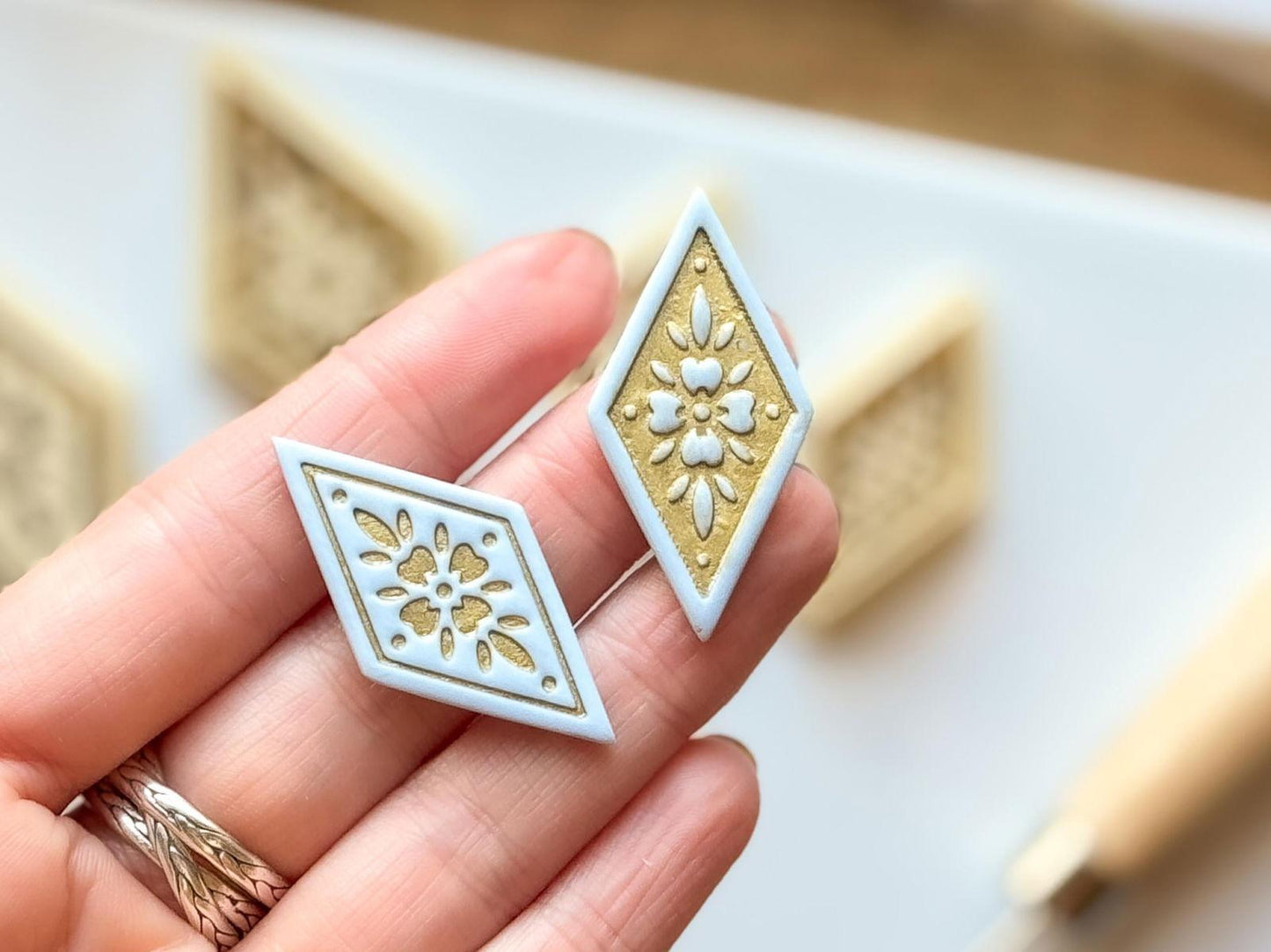 Diamond Floral Clay Cutters x 2 - Fabled Cutters