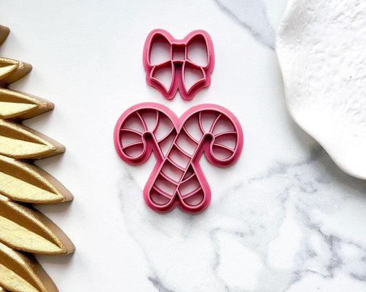 Double Candy Cane and Bow Shaped Cutters (set of 2) - Fabled Cutters
