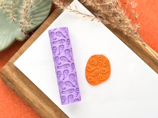 Halloween ghost texture roller 2, outbossing seamless ghost roller, clay texture roller, pattern roller for polymer clay and silver clay-