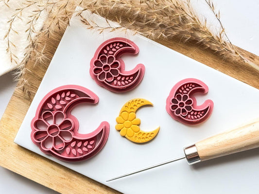 Floral Crescent Moon Clay Cutter - Fabled Cutters