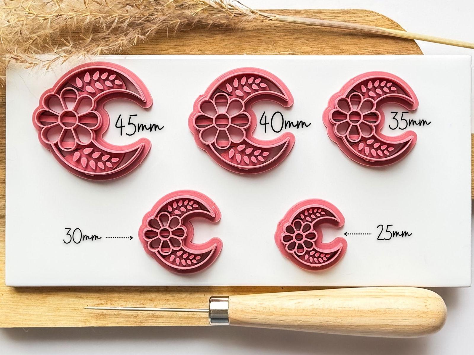 Floral Crescent Moon Clay Cutter - Fabled Cutters