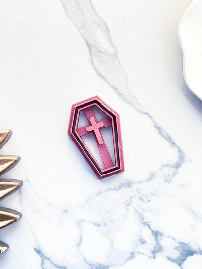 Gothic Coffin Clay Cutters - Single Embossed Cross - Fabled Cutters