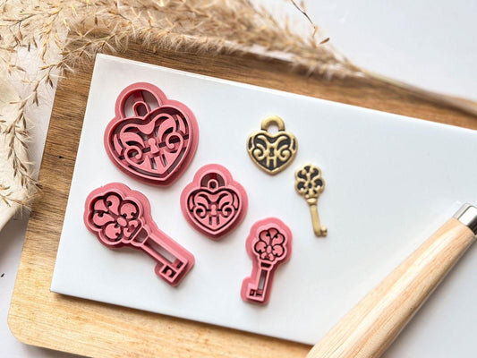 Ornate Lock and Key Polymer Clay Cutter Set - Fabled Cutters