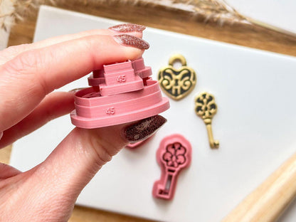 Ornate Lock and Key Polymer Clay Cutter Set - Fabled Cutters