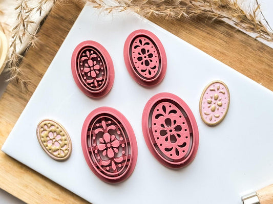 Oval Floral Clay Cutters x 2 - Fabled Cutters